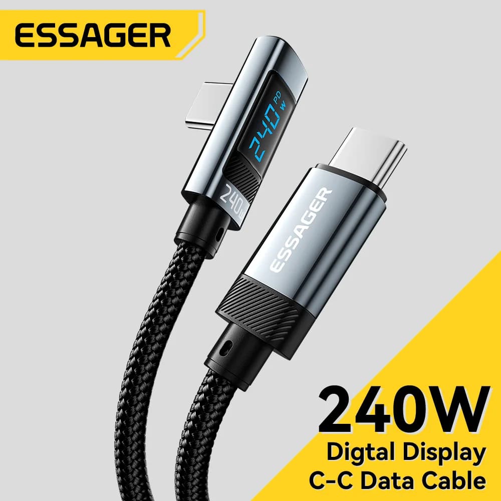 240W USB-C till USB-C-kabel med 90-graders vinkel