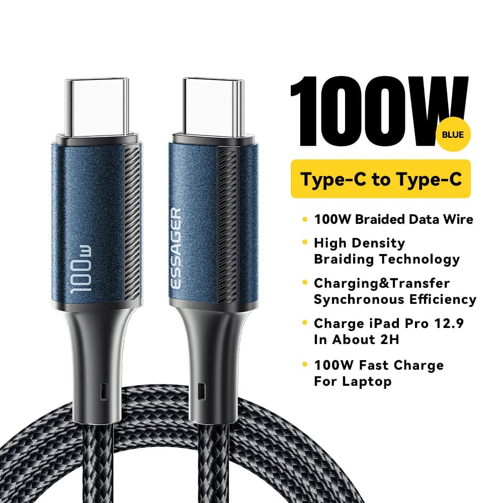 100W PD Snabbladdning USB-C till USB-C Kabel