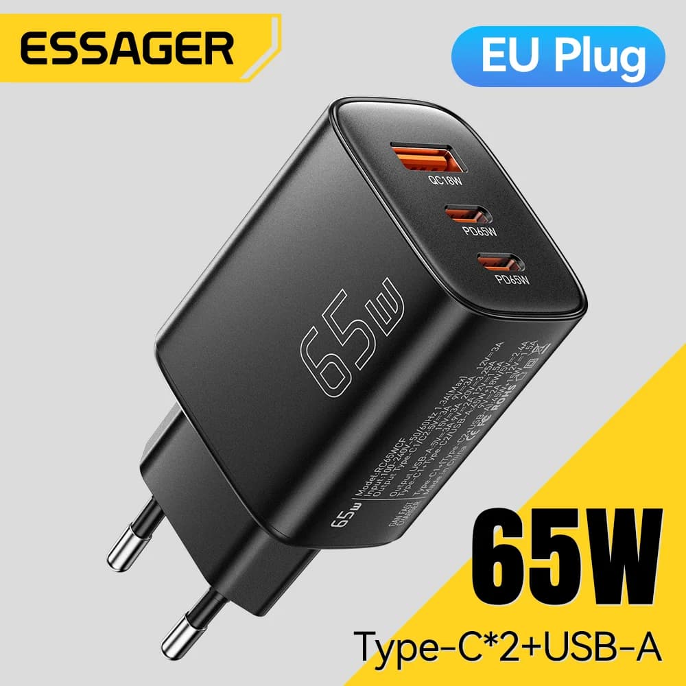 65W GaN USB-C-laddare med Quick Charge 4.0