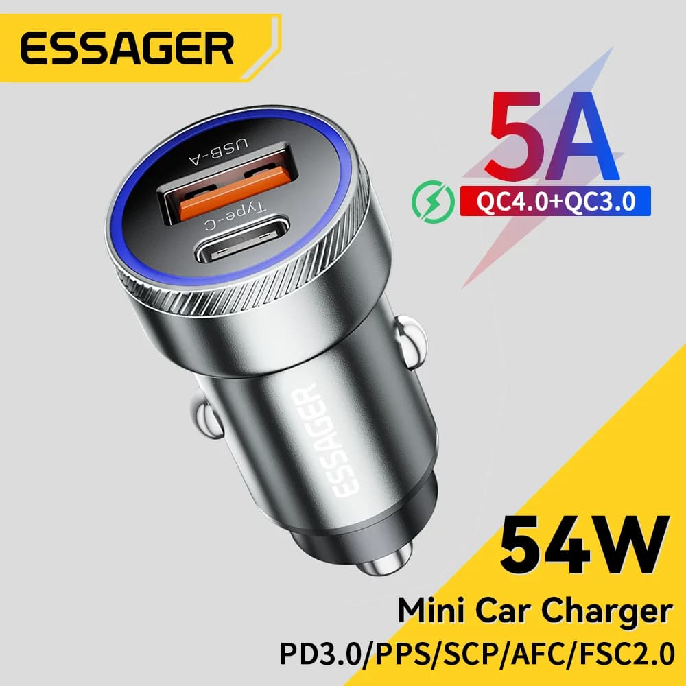 54W USB Biladapter med PD och QC 3.0
