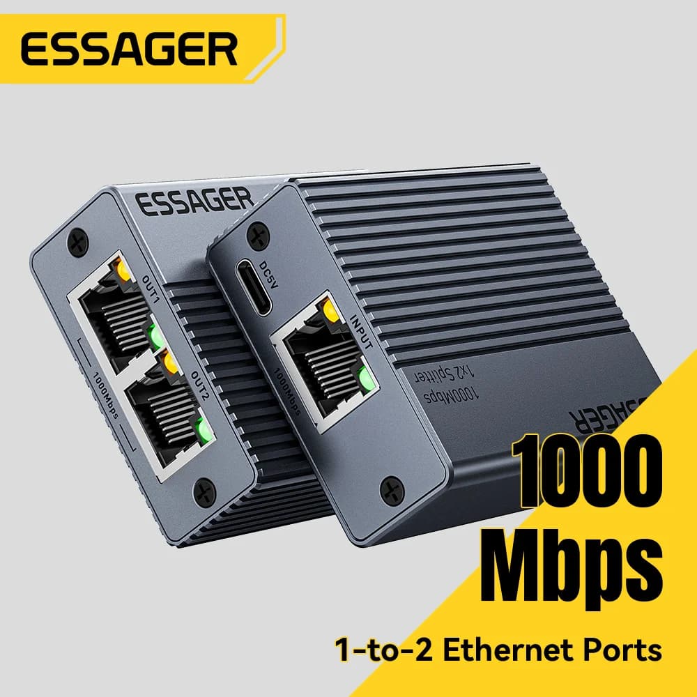 Gigabit RJ45 Ethernet-splitter, 1 till 2 portar