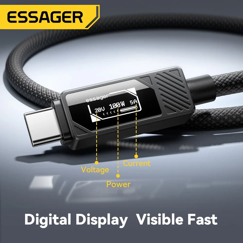 100W USB-C kabel med digital display och PD-snabbt laddning