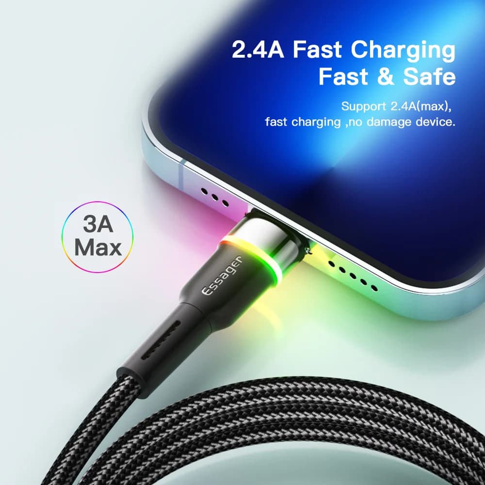 LED USB Snabbladdnings & Datakabel för iPhone