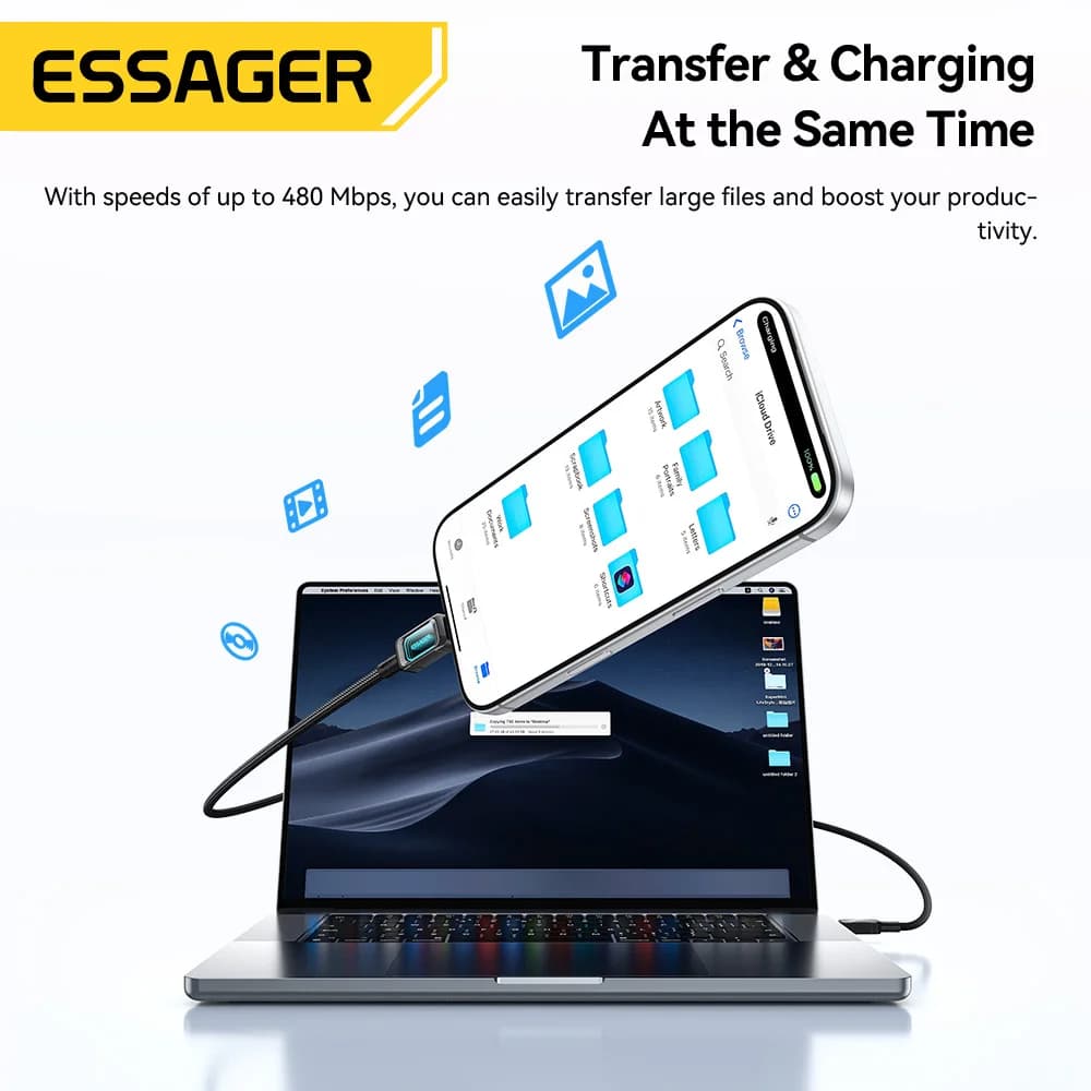 100W LED USB-C till USB-C Snabbladdningskabel