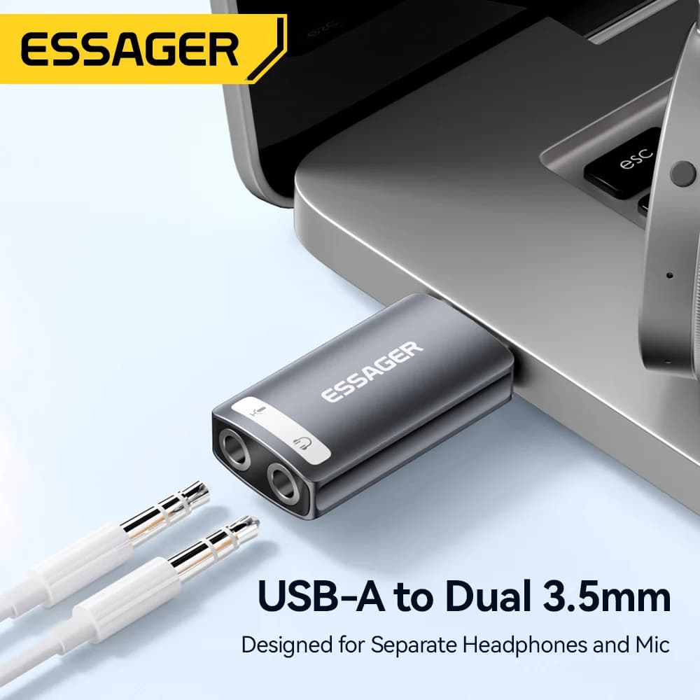 Extern USB-ljudkort med 3.5mm ljudadapter