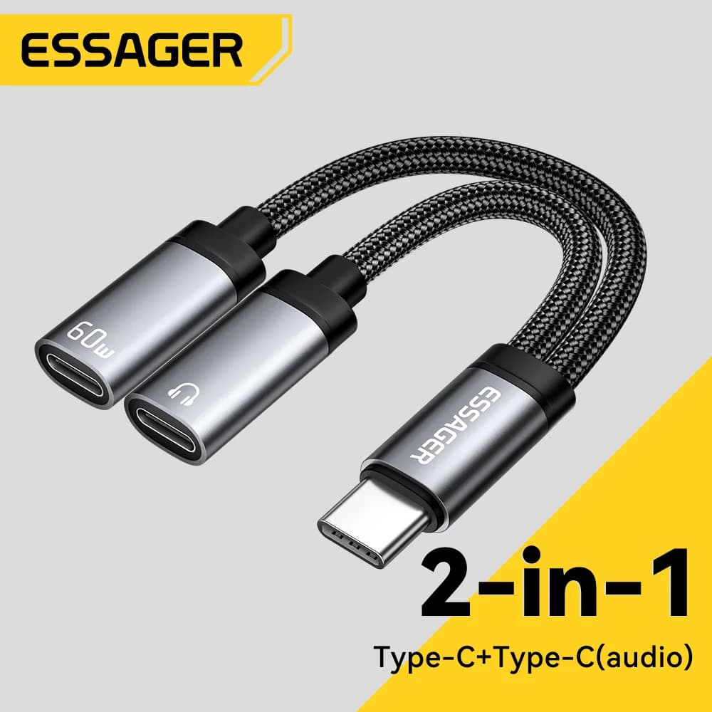 USB-C till 3.5mm och PD-laddning 2-i-1-adapter