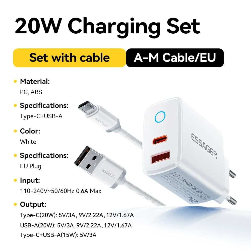 20W USB-C PD Snabbladdarset