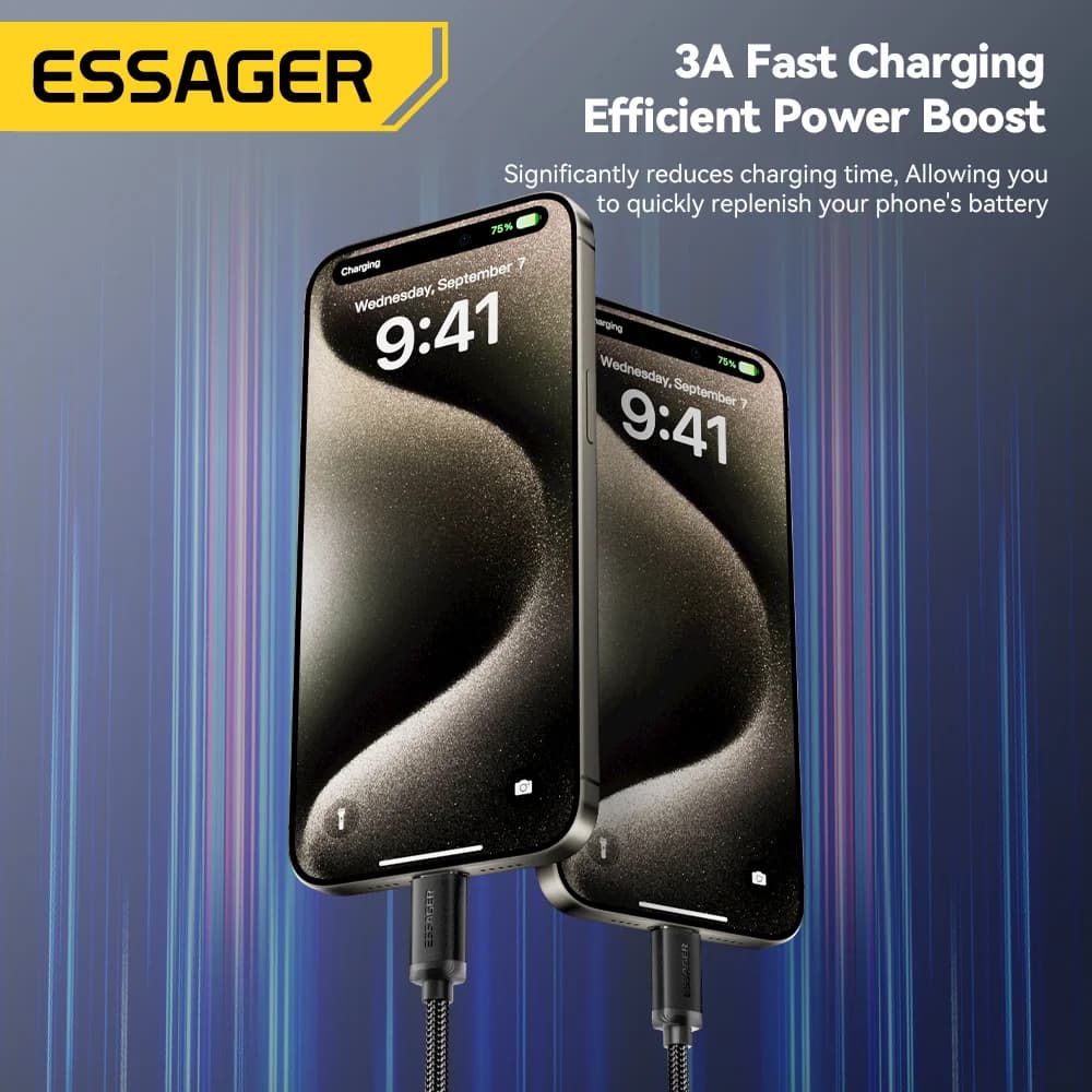 3A USB-A till USB-C snabbt laddningskabel