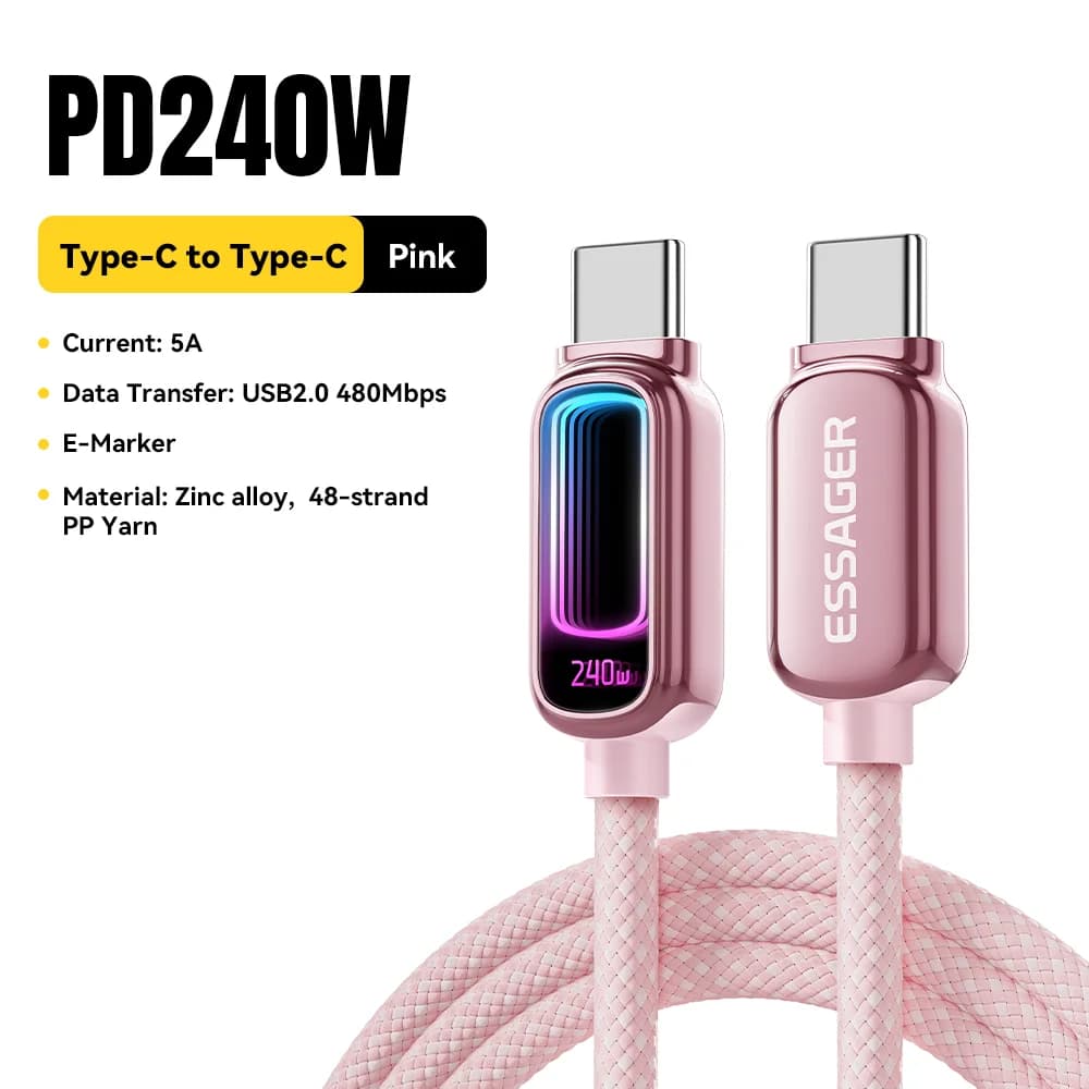 240W USB-C till USB-C kabel med 100W PD 3.1-stöd