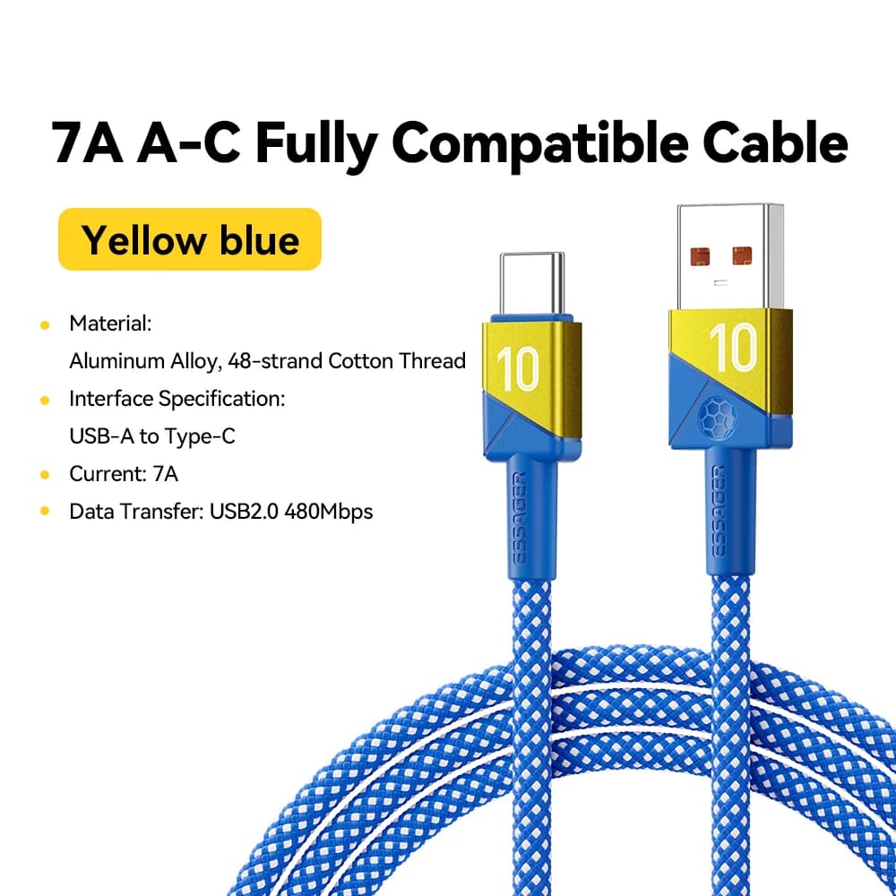 100W 7A USB-C Super Snabb Laddningskabel Team färger