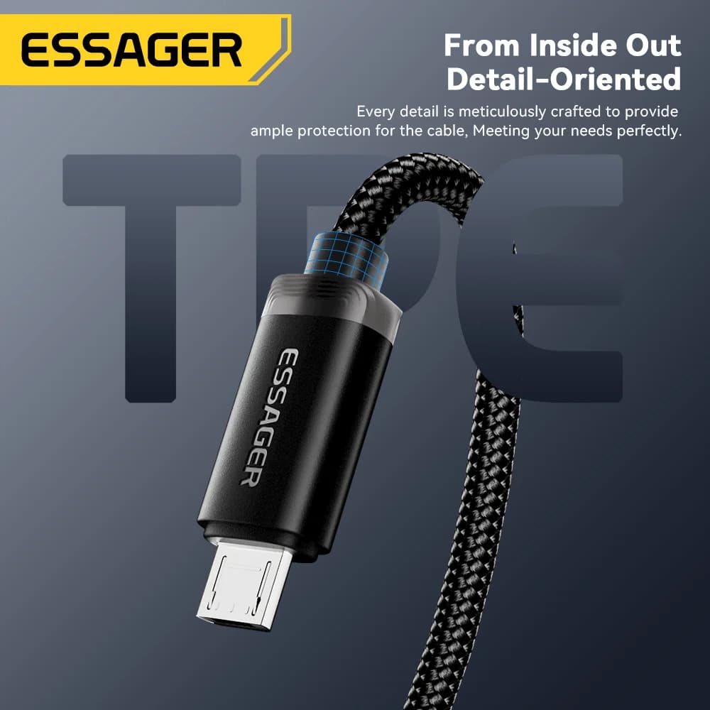 2-i-1 USB Type-C och Micro USB Snabbladdningskabel