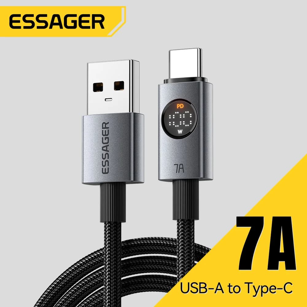 7A 100W USB-C kabel med digital display