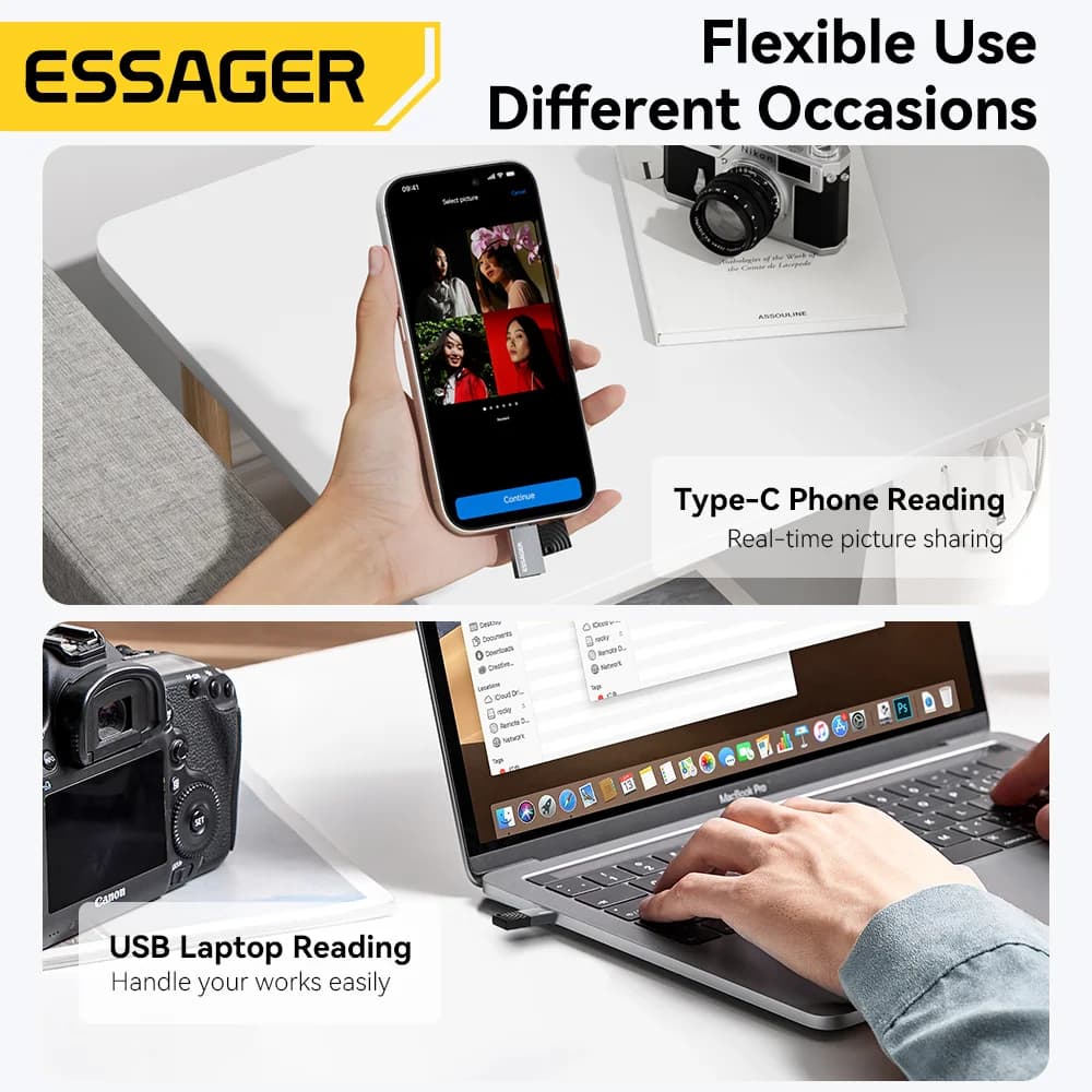 2-i-1 USB-C och USB 2.0 kortläsare
