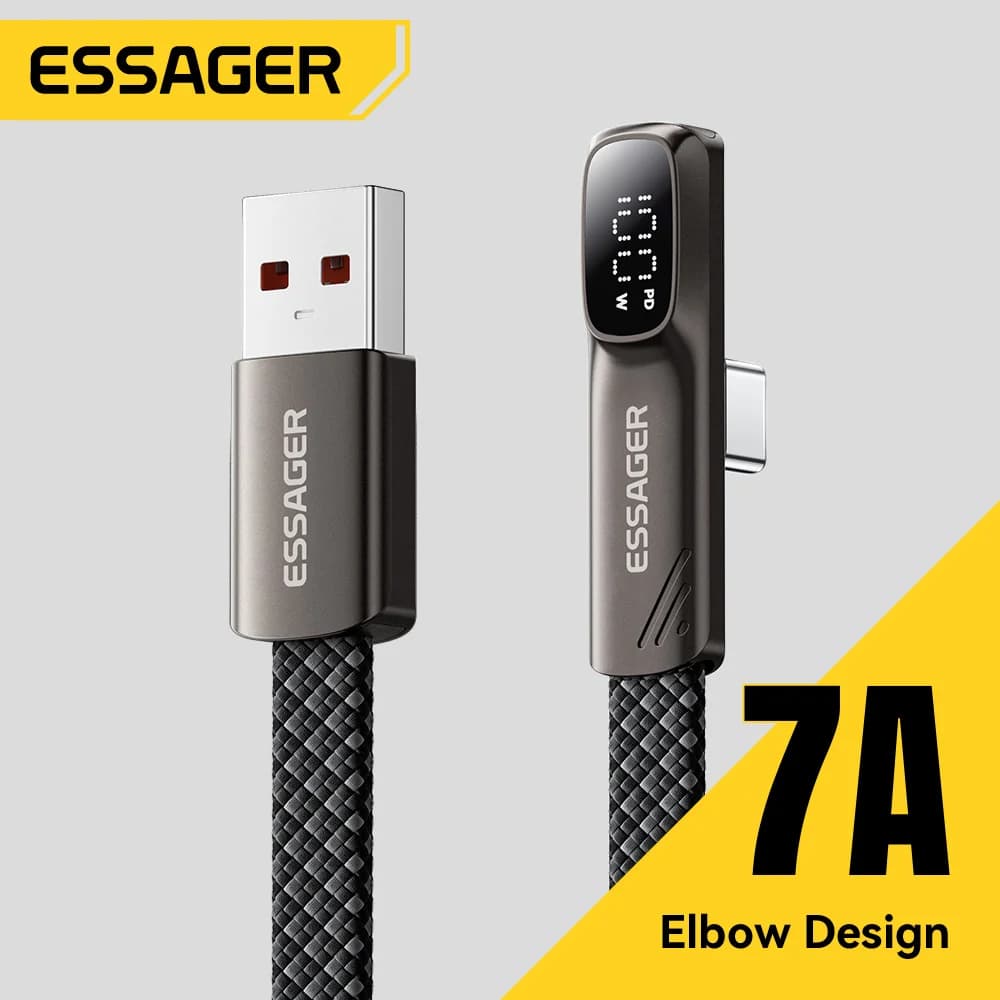 7A 100W Elbow USB-C-kabel med digital display