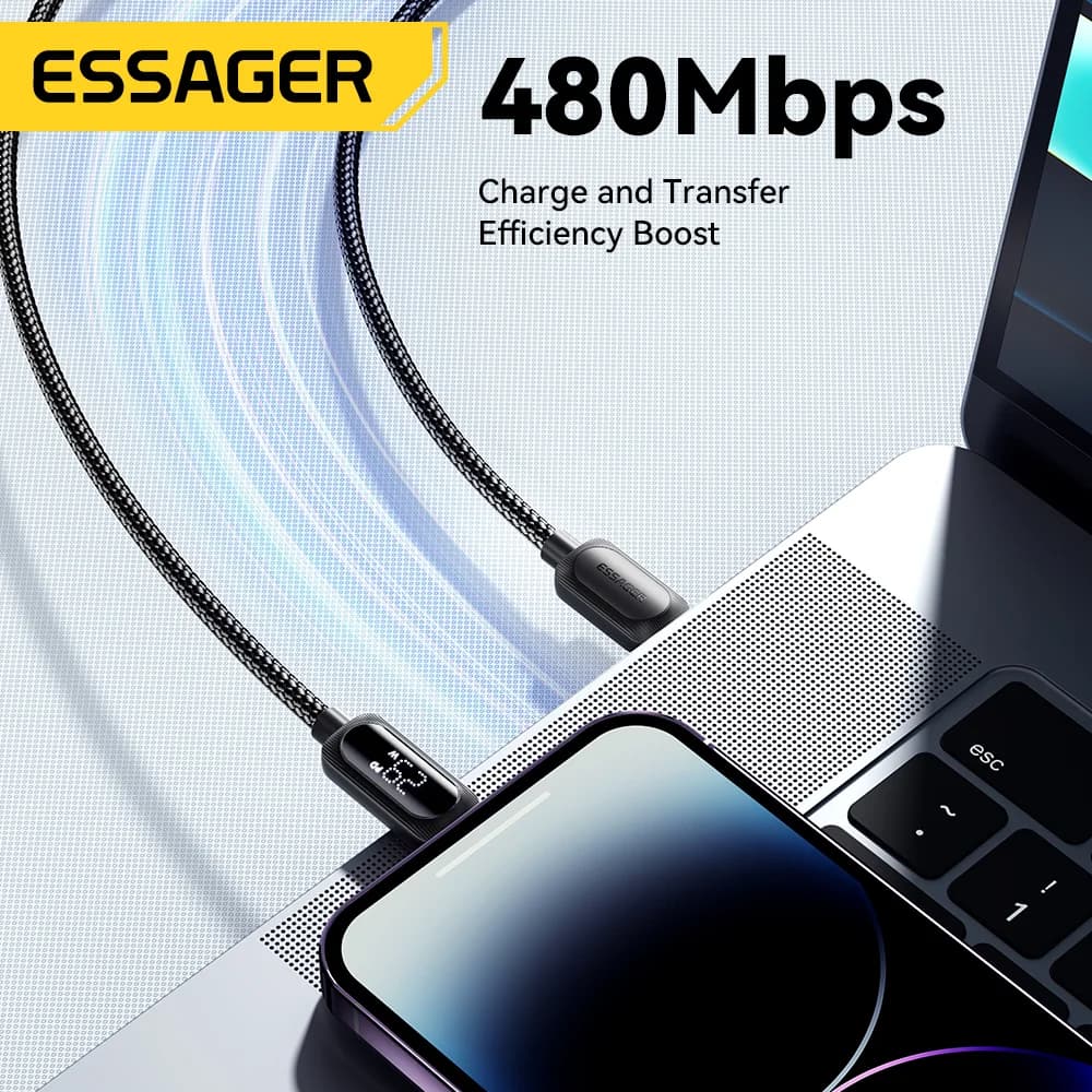 29W USB-C till Lightning-kabel med digital display