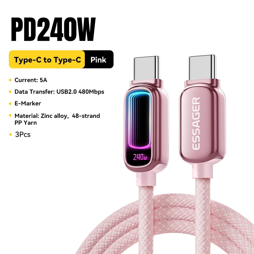 240W E-Marker USB-C till USB-C PD 3.1 Kabel