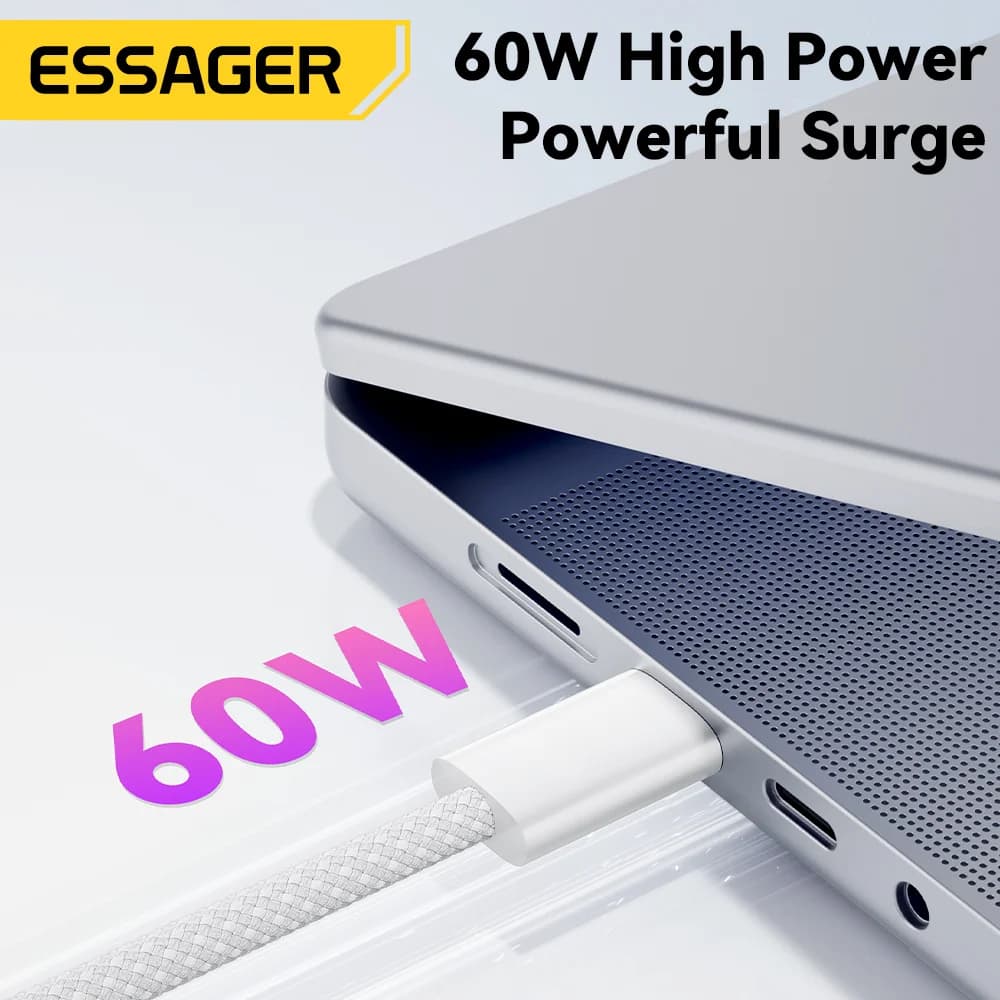 60W USB-C till USB-C snabbladdnings datakabel