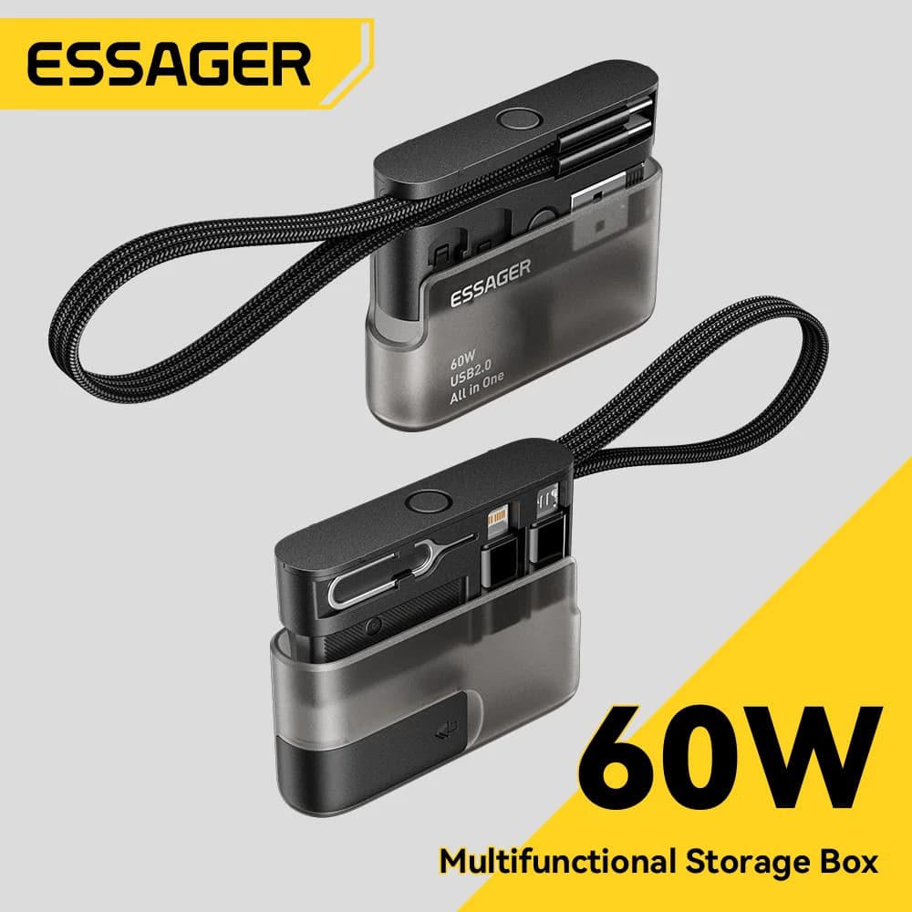 60W USB-C Datakabelset med Reseförvaringsbox