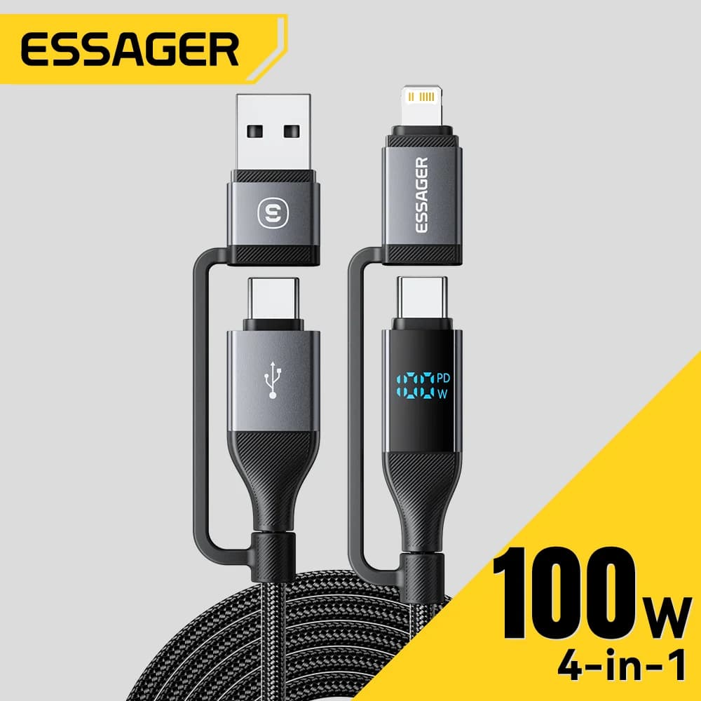 4-i-1 Digital Display USB-C Kabel, 100W PD
