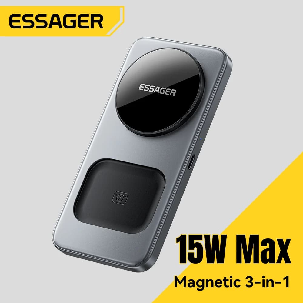 15W 3-i-1 vikbar magnetisk trådlös laddstation