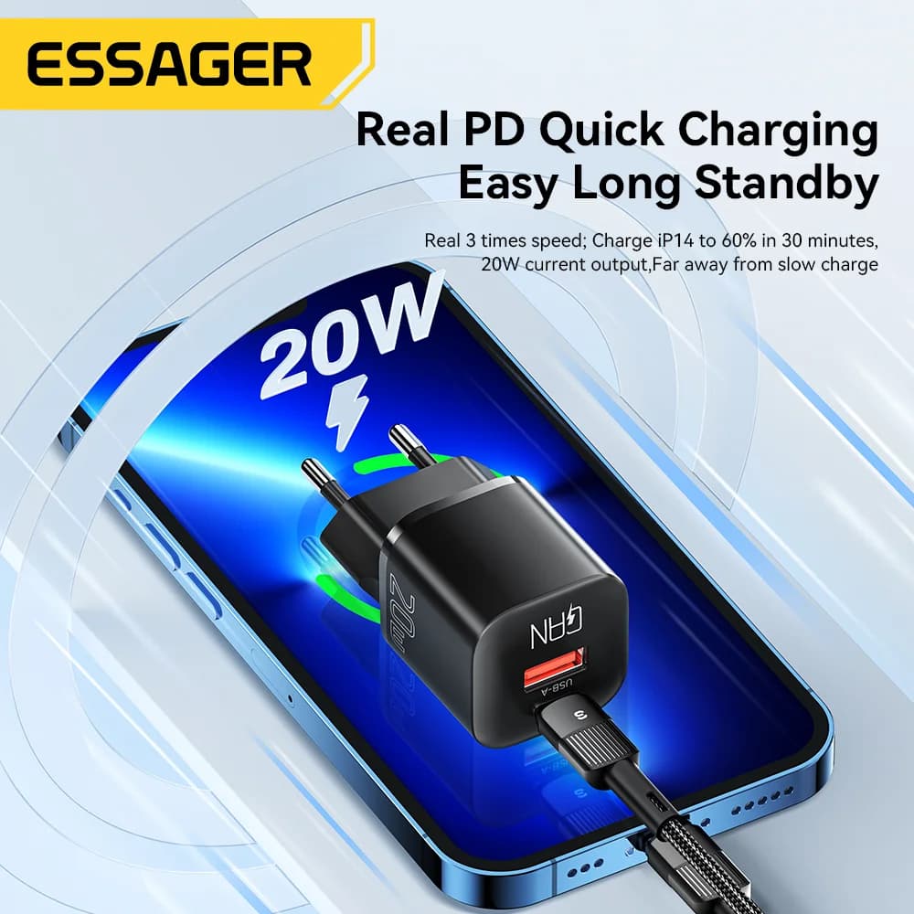 20W GaN USB-C PD-snabbladdare