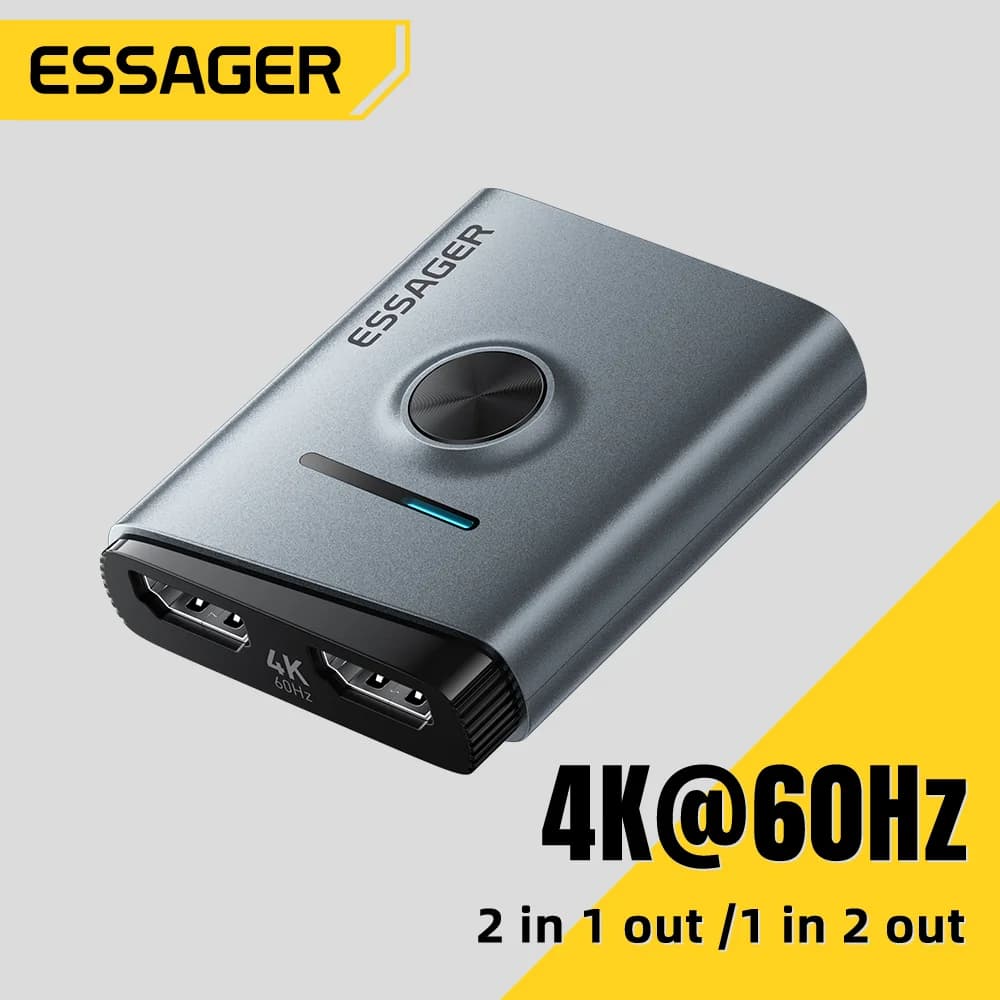 4K 60Hz HDMI-switch 2-i-1 splitteradapter
