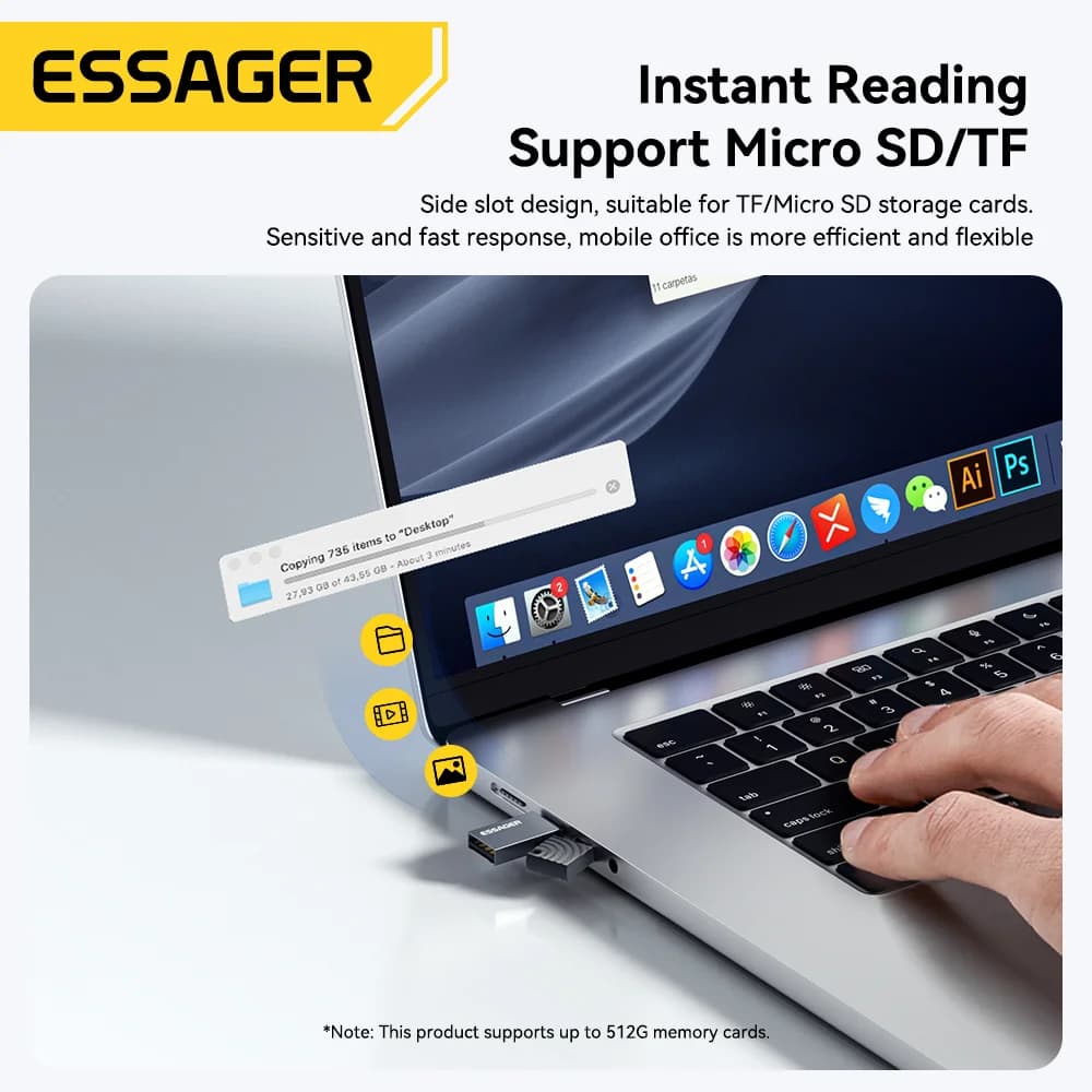 2-i-1 USB-C och USB 2.0 kortläsare