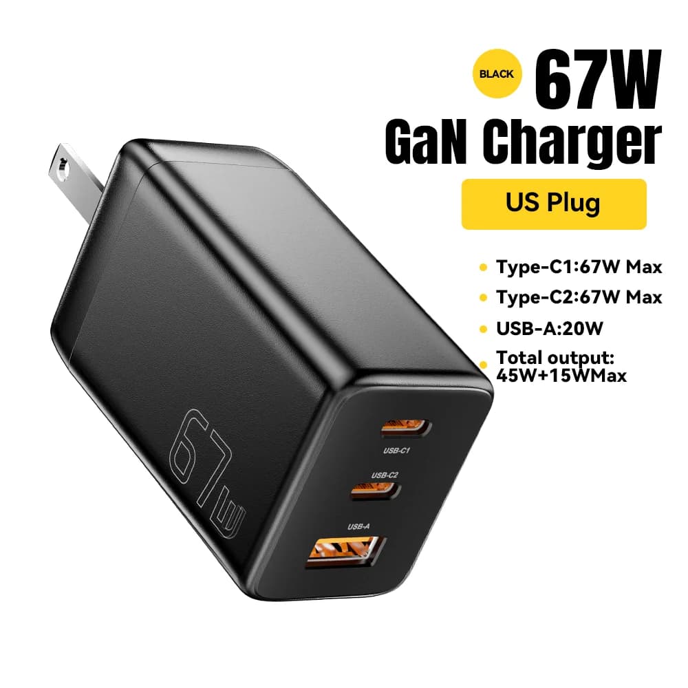 67W GaN USB Type-C snabbcharger med PPS-stöd