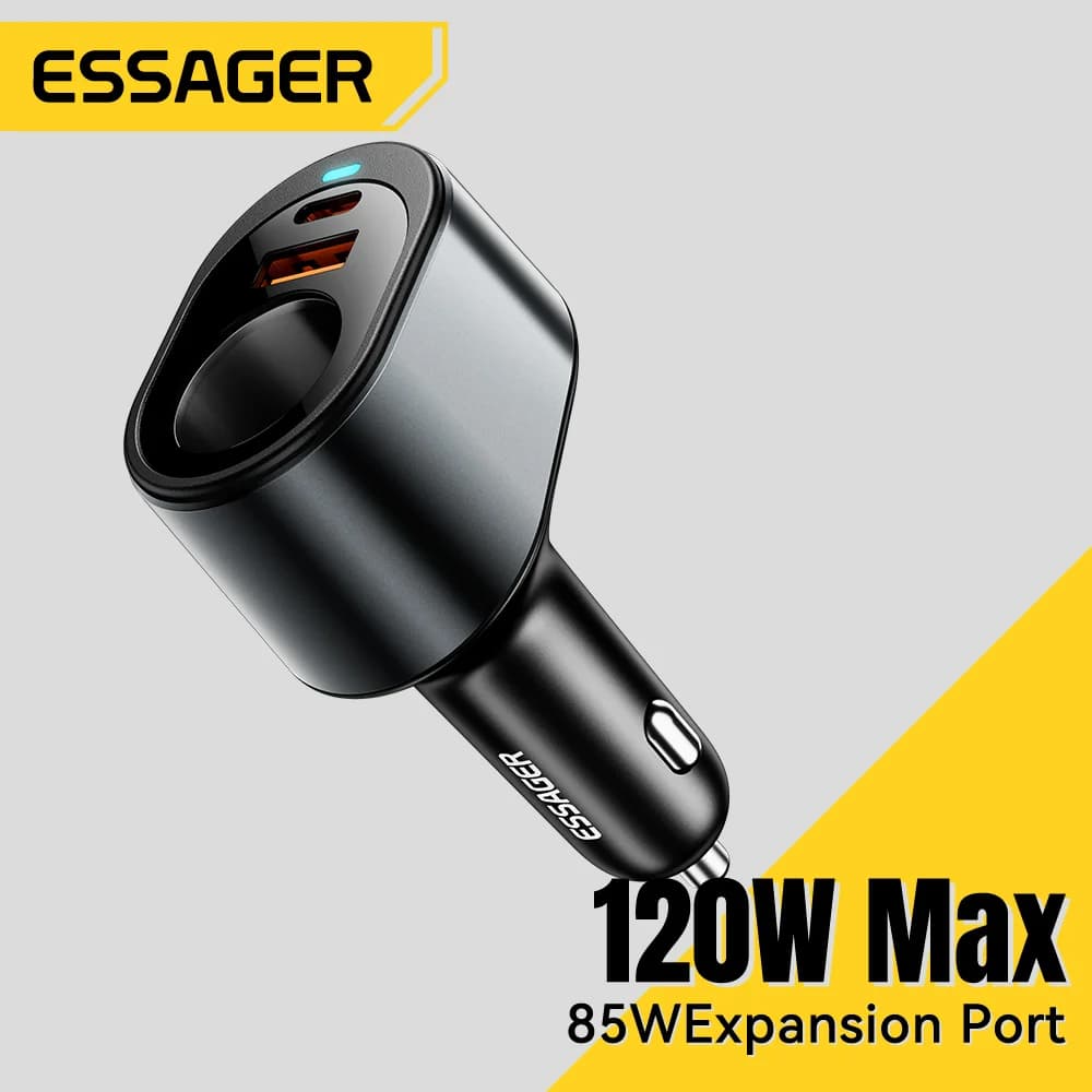 120W USB-C biladdare med tändningsport