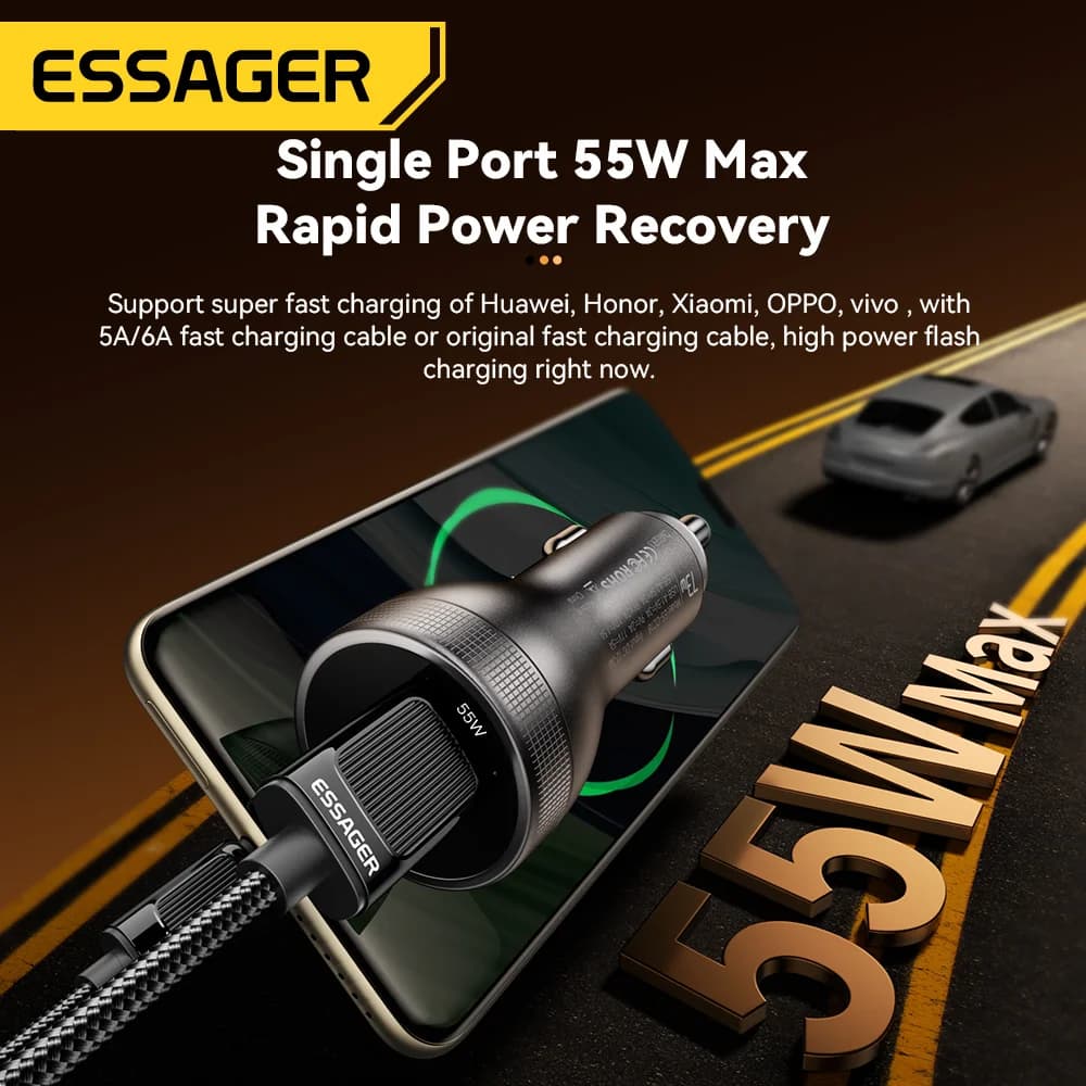 73W USB-C Bil-laddare med Digital Display